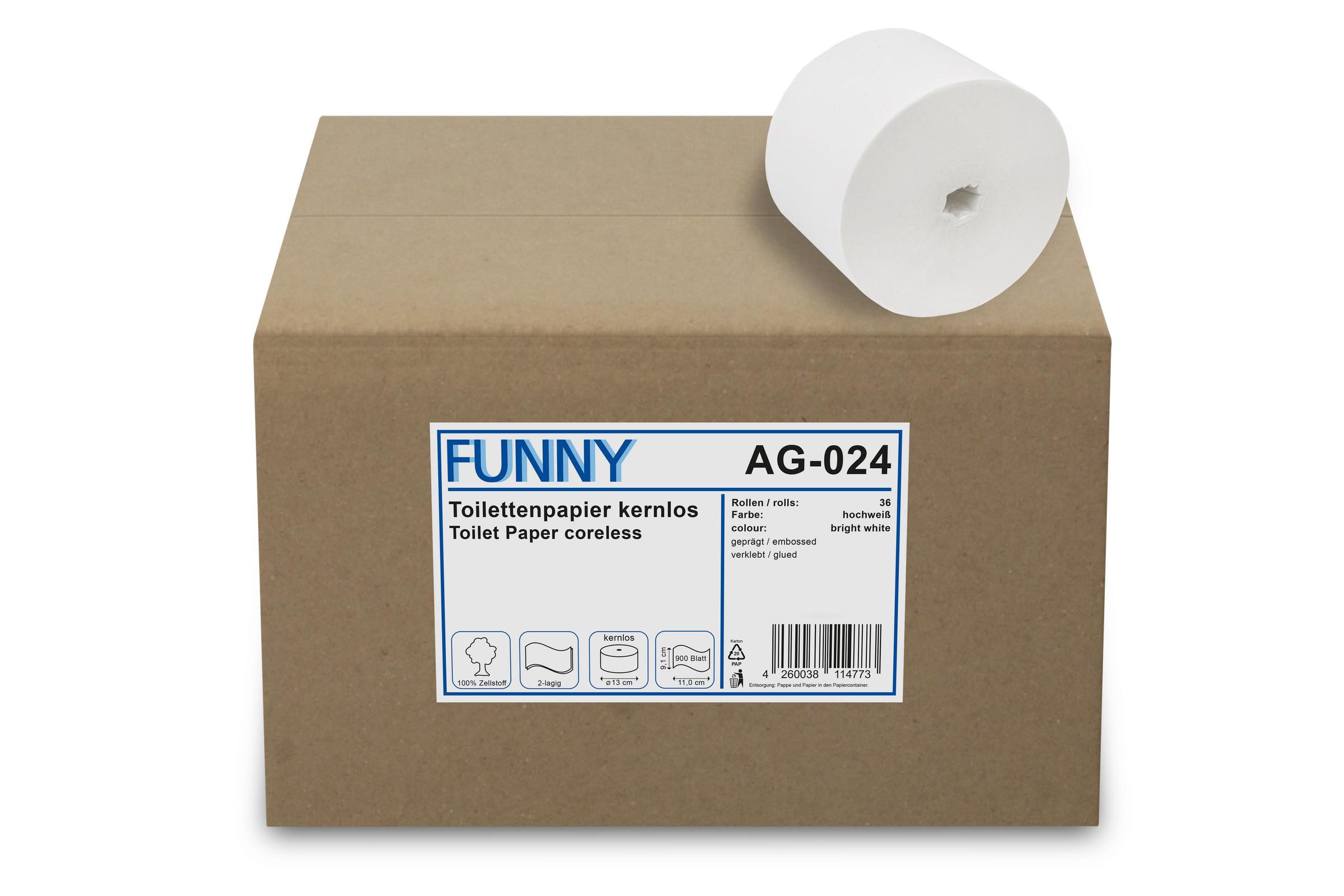 Toilettenpapier kernlos, 2-lagig, 900 Blatt