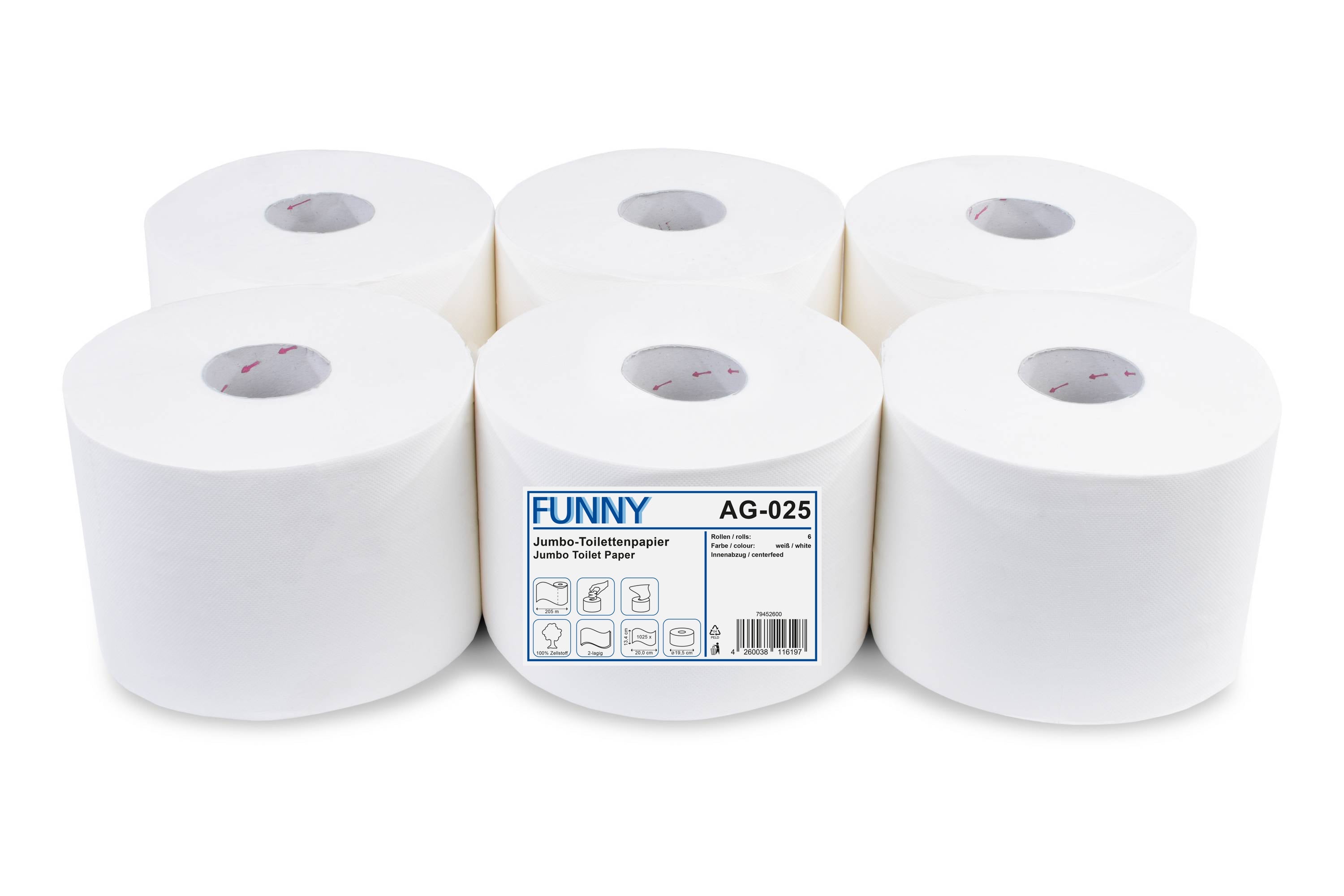 Jumbo-Toilettenpapier, 2-lagig