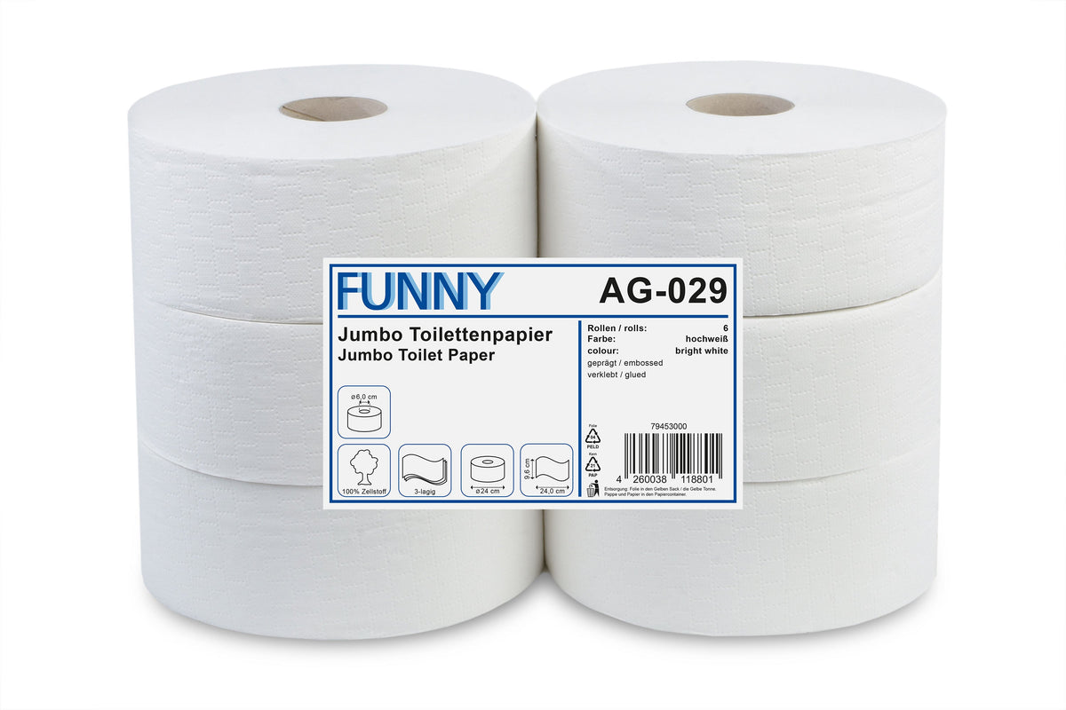 Jumbo-Toilettenpapier, 3-lagig, Zellstoff, Ø 24 cm