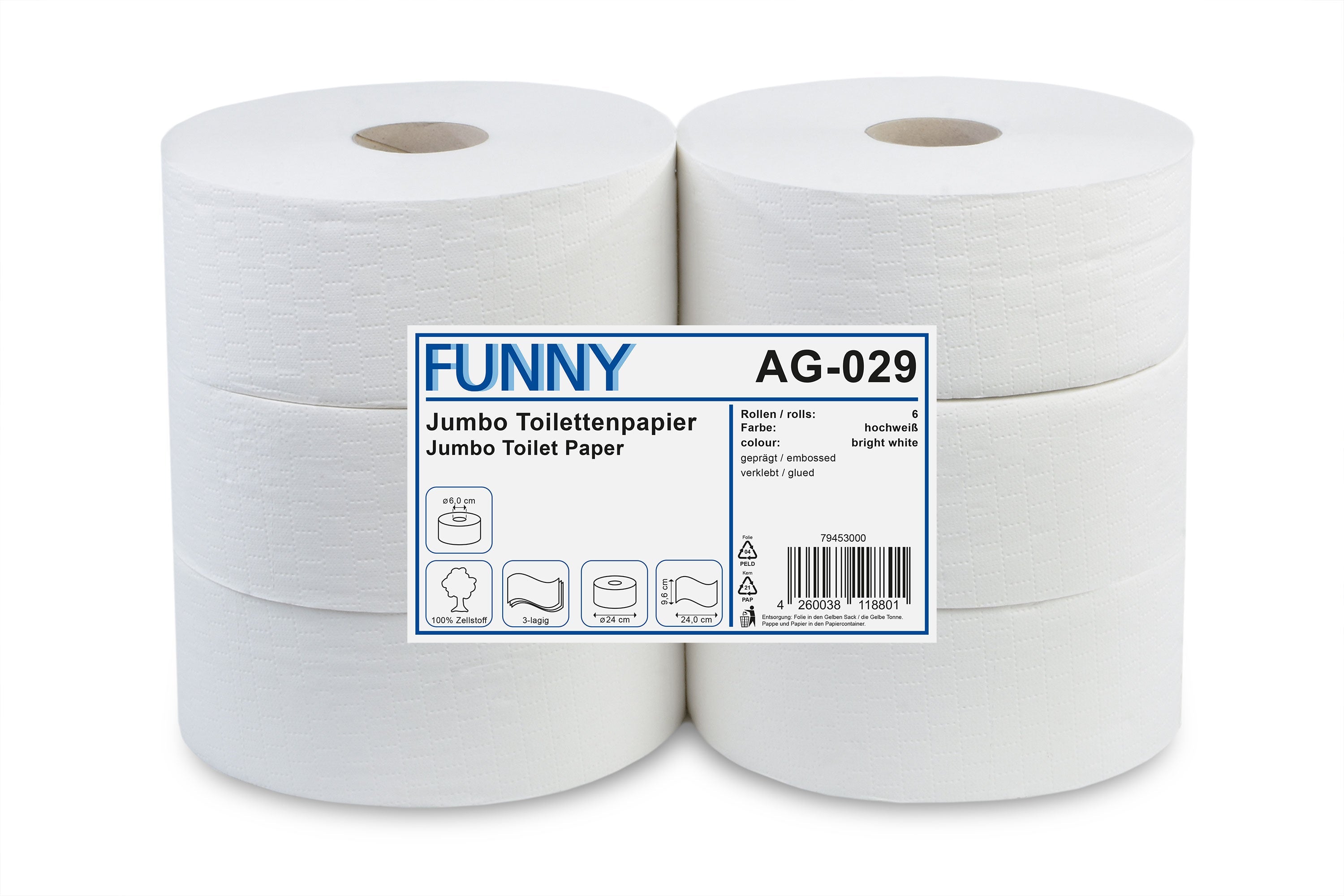 Jumbo-Toilettenpapier, 3-lagig