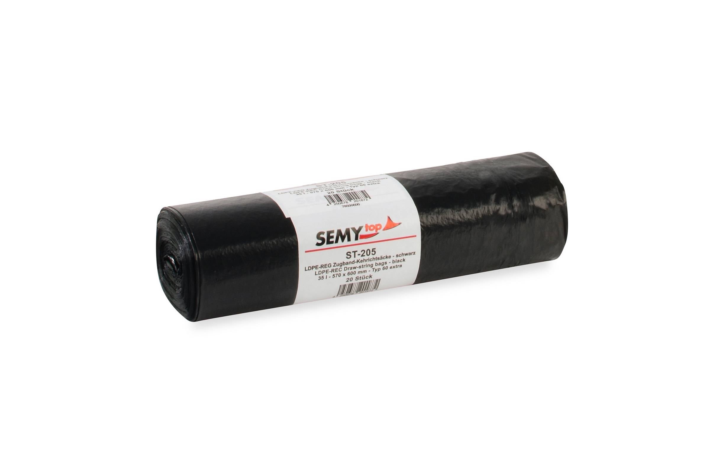 LDPE-Reg. Zugband-Kehrichtsäcke, schwarz, 35 l