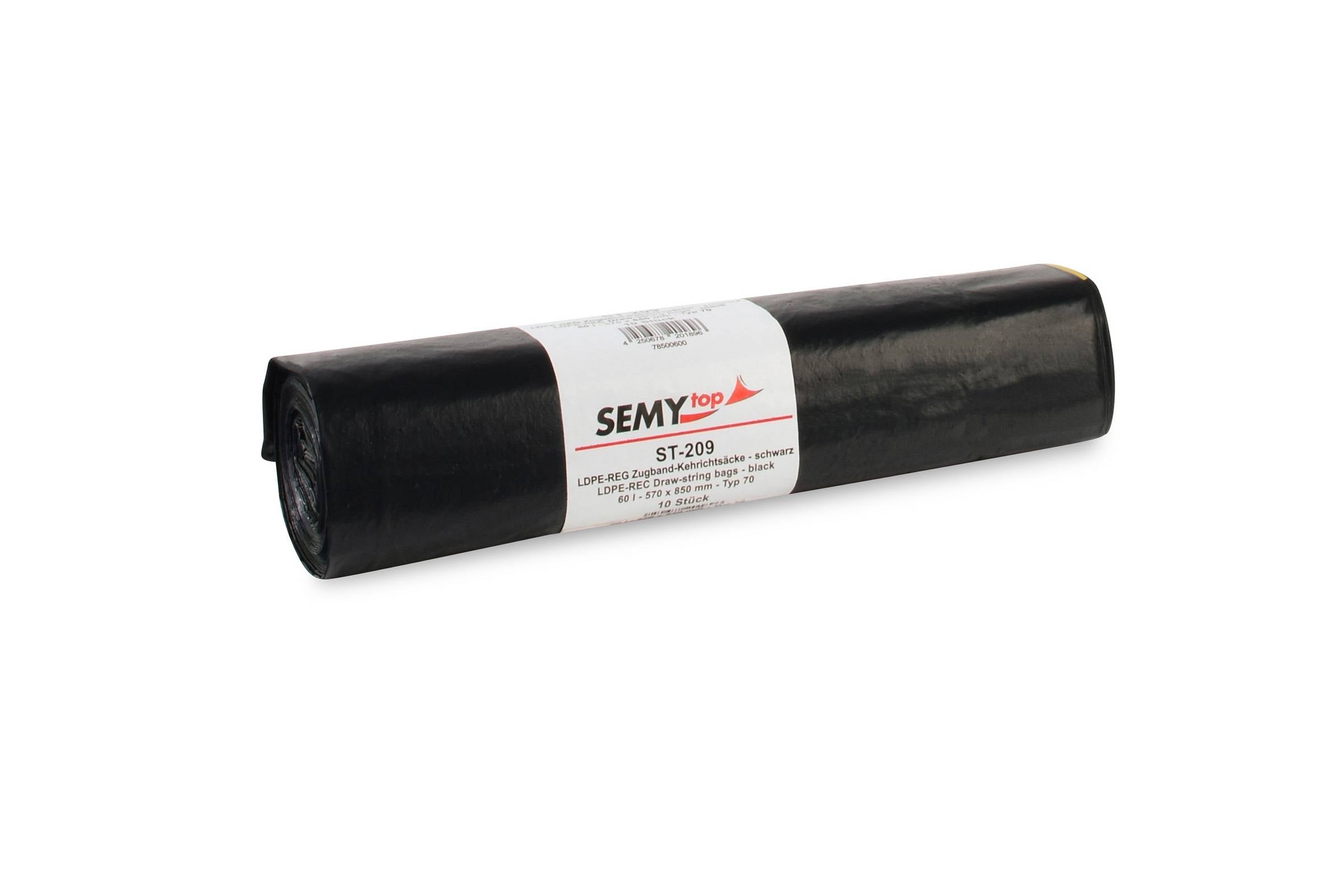 LDPE-Reg. Zugband-Kehrichtsäcke, schwarz, 60 l