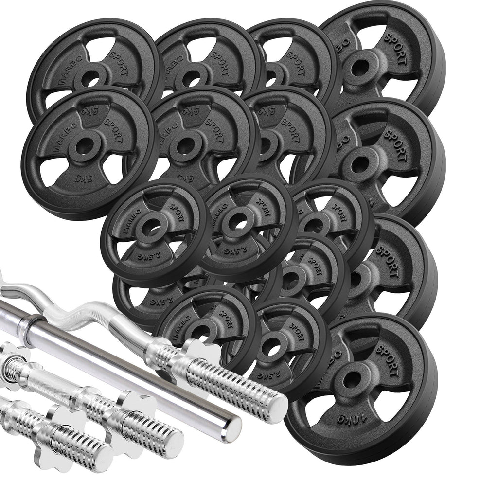 Krafttrainings-Set: Langhantel, SZ-Curlstange & Hantelscheiben 113kg - Marbo Sport – Ansicht 1