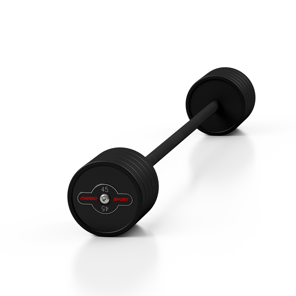 Gummierte gerade Langhantel 45 kg schwarz matt - Marbo Sport – Ansicht 1