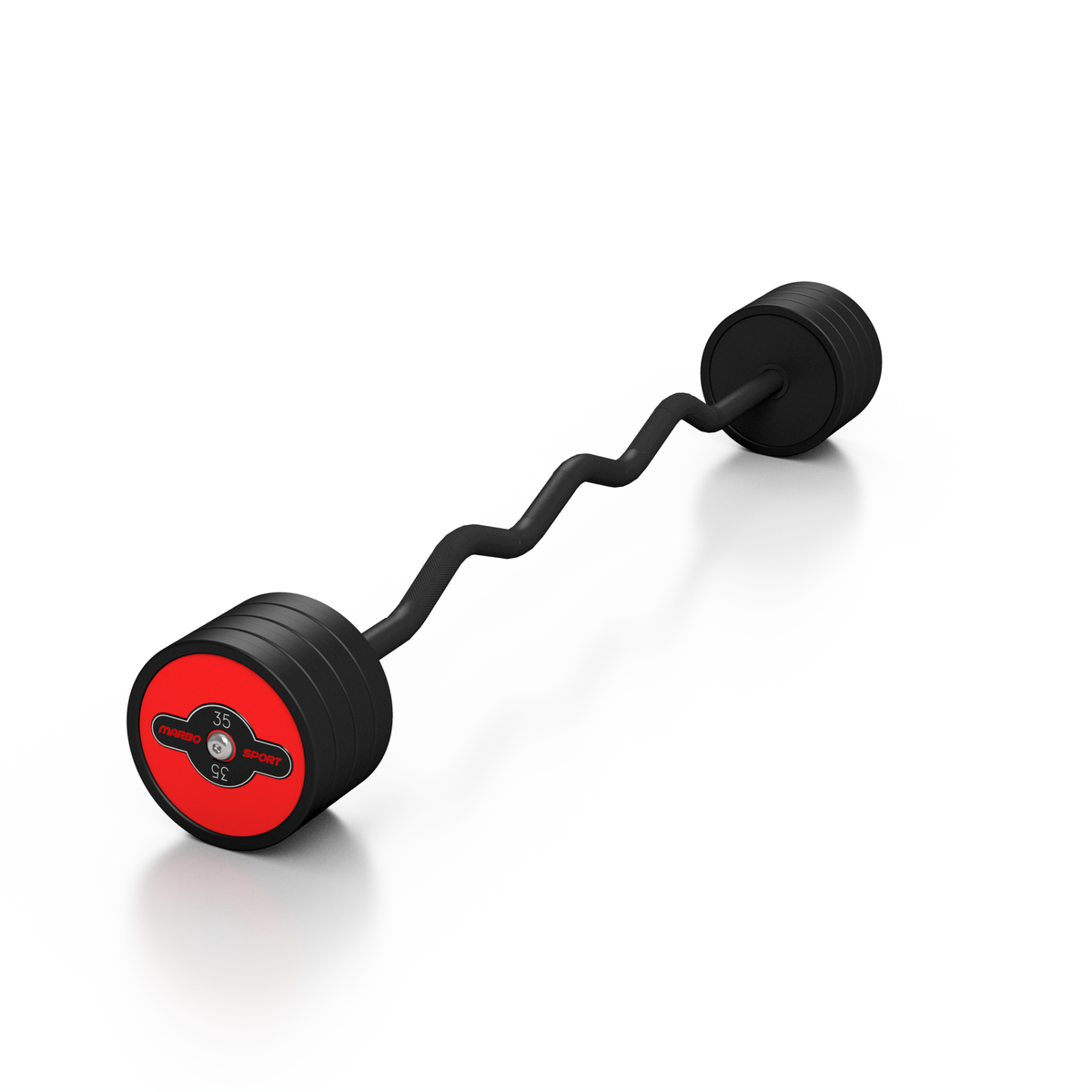 Gummierte SZ-Langhantel 35 kg Roter Glanz - Marbo Sport – Ansicht 3
