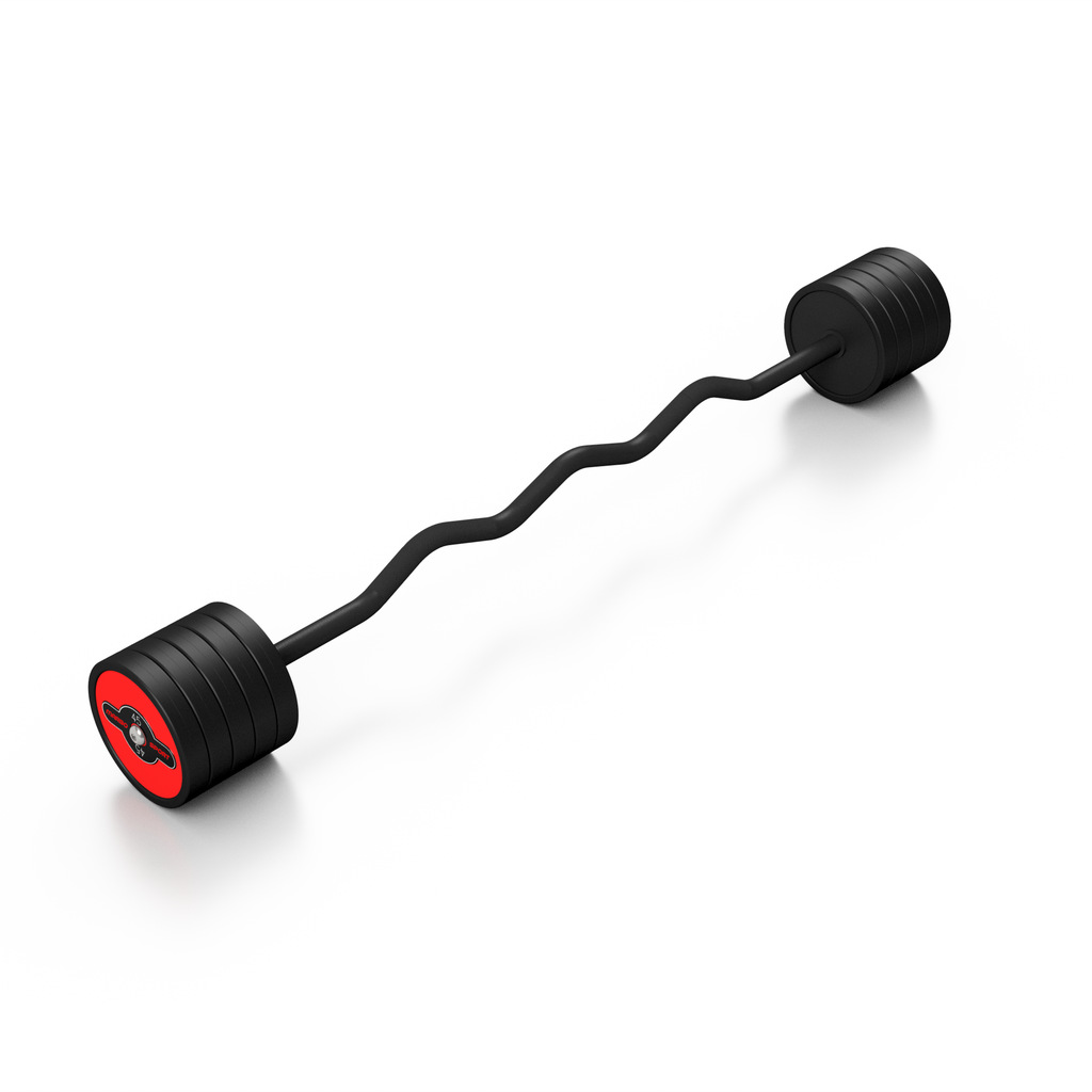 Gummierte SZ-Langhantel 45 kg Roter Glanz - Marbo Sport – Ansicht 1
