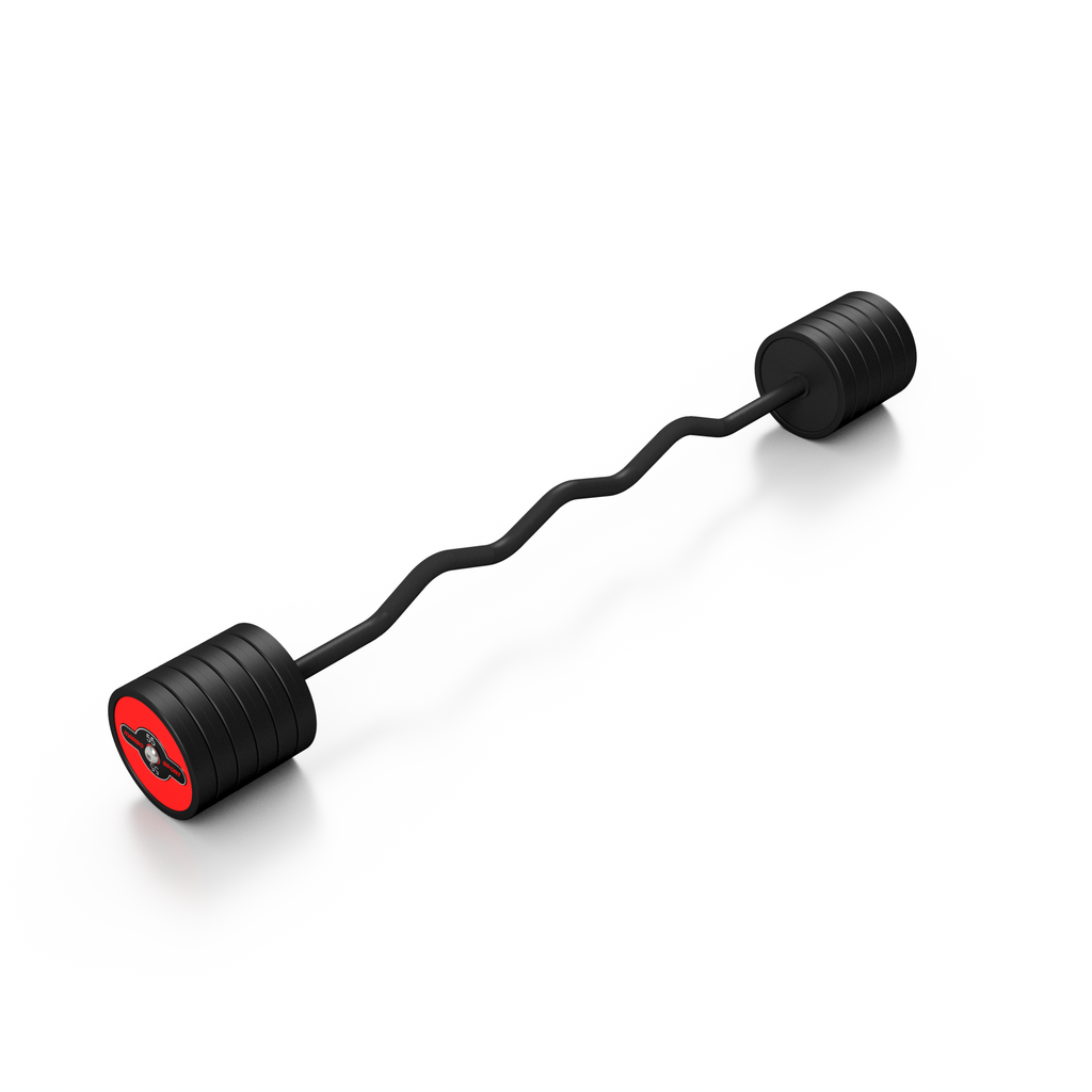 Gummierte SZ-Langhantel 55 kg Roter Glanz - Marbo Sport – Ansicht 1