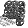 Hantelstangenset Langhantel, SZ-Curlstange, Kurzhantelstangen & Gusseisen Hantelscheiben-Set 3-Grip 83 kg - Marbo Sport – Ansicht 1