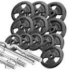Hantelstangenset Langhantel, SZ-Curlstange, Kurzhantelstangen & Gusseisen Hantelscheiben-Set 3-Grip 83 kg - Marbo Sport – Ansicht 1