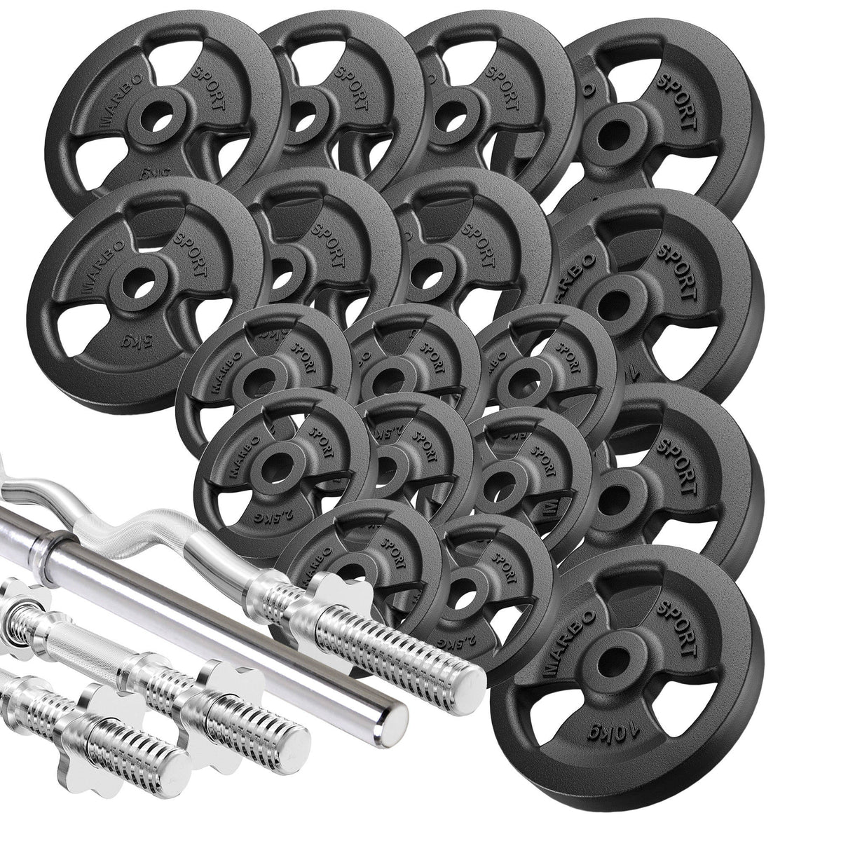 verstärkte Hantelstange- und Hantelscheiben Set 113 kg - Marbo Sport – Ansicht 1