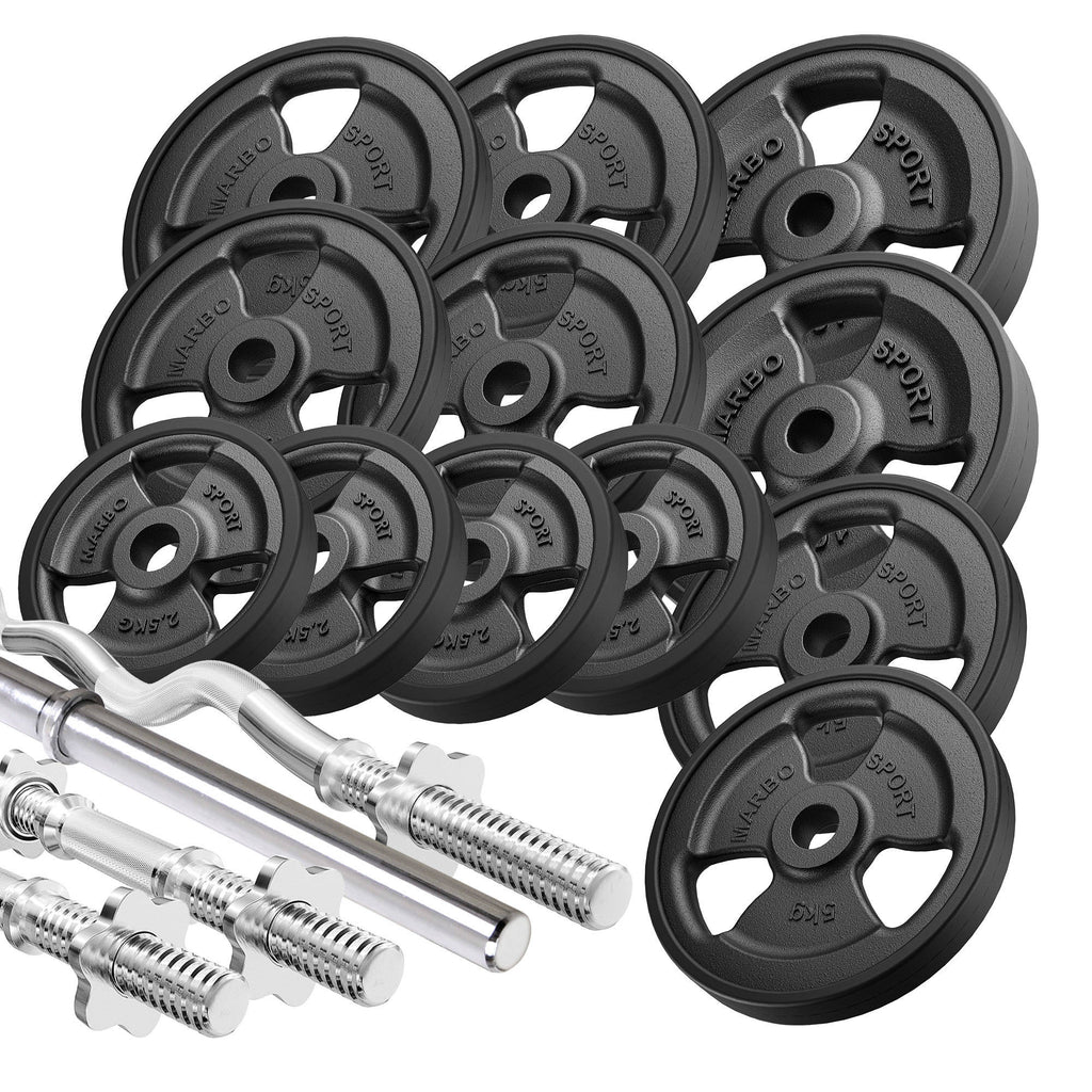 Hantelstangen gummierte Tri-Grip Hantelscheiben Set 83 kg - Marbo Sport – Ansicht 1