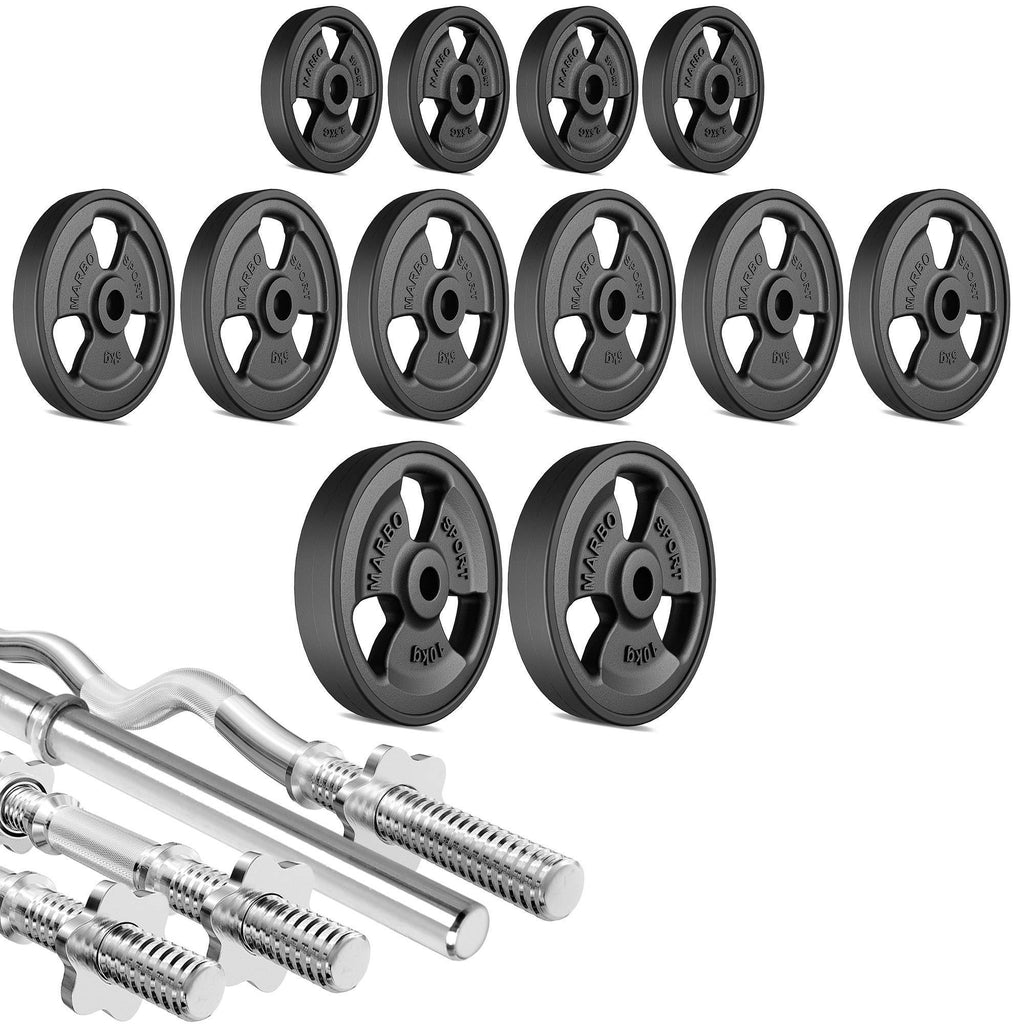 Hantelstangen gummierte Tri-Grip Hantelscheiben Set 83 kg - Marbo Sport – Ansicht 2