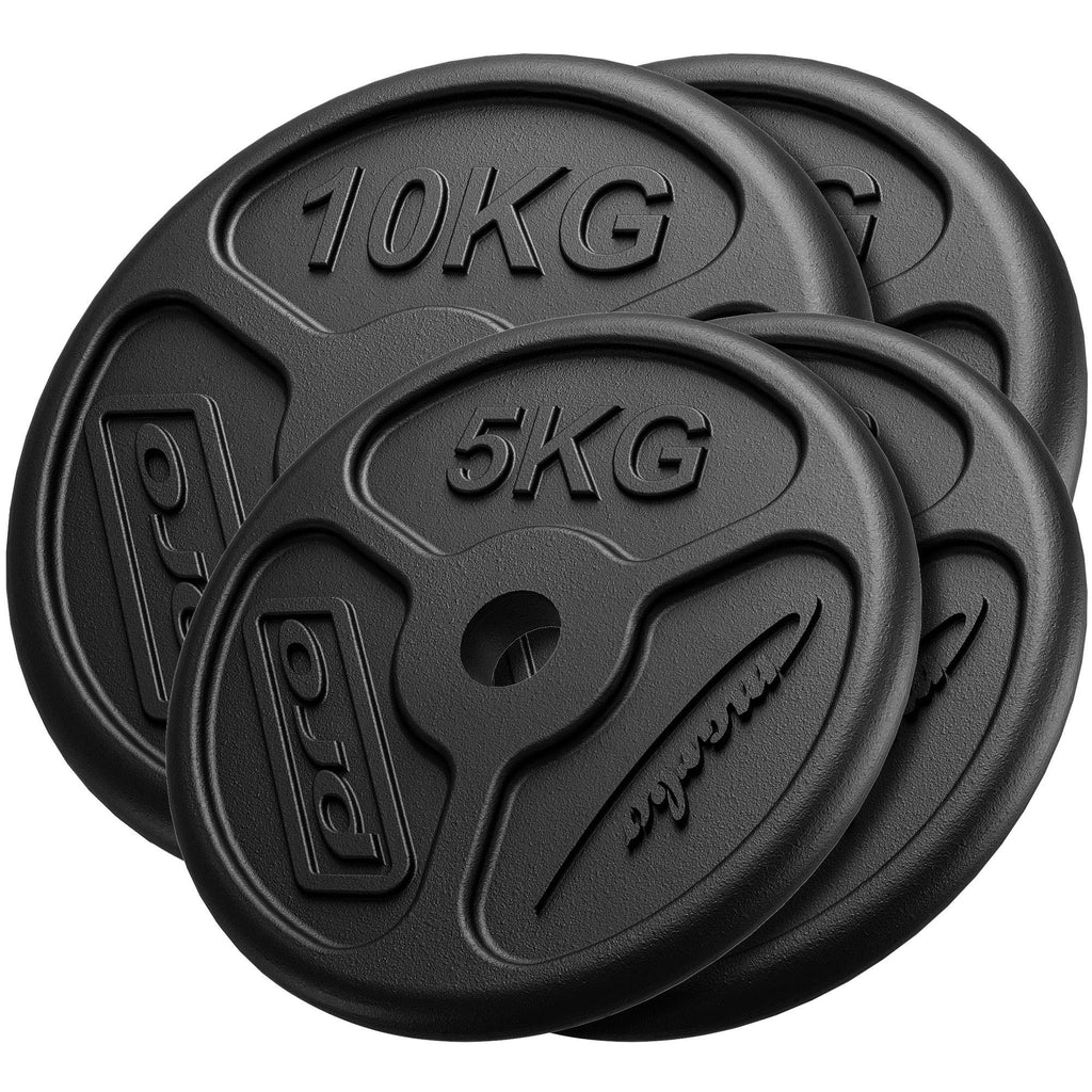 Slim Guss Hantelscheiben-Set Gewichte mit ø30/31 mm Bohrung | Set 30 kg / 2 x 10 kg + 2 x 5 kg - Marbo Sport – Ansicht 1
