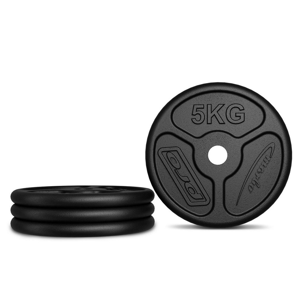 Slim Guss Hantelscheiben-Set Gewichte mit ø30/31 mm Bohrung | Set 30 kg / 4 x 5 kg + 4 x 2,5 kg - Marbo Sport – Ansicht 3