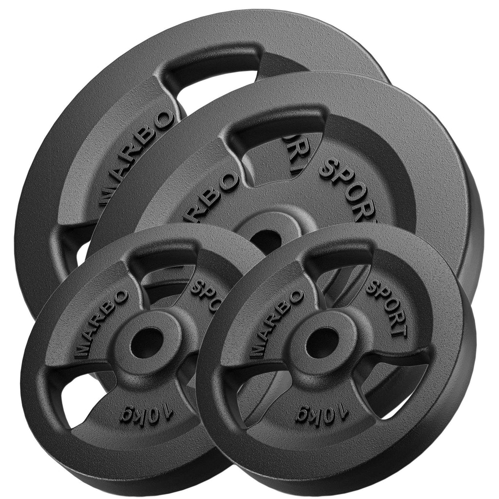 Tri-Grip Guss Hantelscheiben-Set Gewichte mit ø30/31 mm Bohrung | Set 30 kg / 4 x 5 kg + 4 x 2,5 kg - Marbo Sport – Ansicht 1