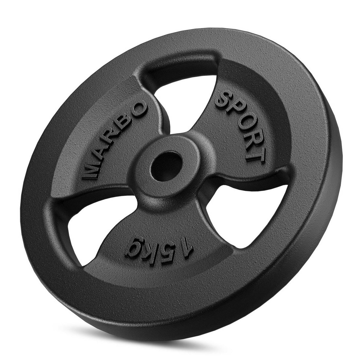 Tri-Grip Guss Hantelscheiben-Set Gewichte mit ø30/31 mm Bohrung | Set 60 kg / 2 x 15 kg + 2 x 10 kg + 2 x 5 kg - Marbo Sport – Ansicht 3