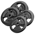 Tri-Grip Guss Hantelscheiben-Set Gewichte mit ø30/31 mm Bohrung | Set 30 kg / 2 x 10 kg + 2 x 5 kg - Marbo Sport – Ansicht 1