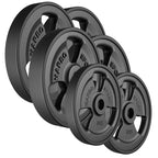 Tri-Grip gummierte Guss Hantelscheiben-Set Gewichte mit ø30/31 mm Bohrung | Set 60kg / 2 x 15 kg + 2 x 10 kg + 2 x 5 kg - Marbo Sport – Ansicht 1