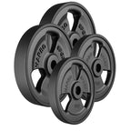 Tri-Grip gummierte Guss Hantelscheiben-Set Gewichte mit ø30/31 mm Bohrung | Set 30 kg / 2 x 10 kg + 2 x 5 kg - Marbo Sport – Ansicht 1