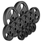 Tri-Grip gummierte Guss Hantelscheiben-Set Gewichte mit ø30/31 mm Bohrung | Set 29 kg / 2 x 5 kg + 6 x 2,5 kg + 4 x 1 kg - Marbo Sport – Ansicht 1