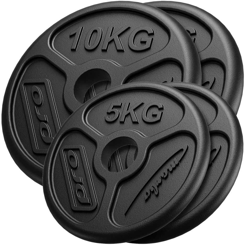 Olympia Guss Hantelscheiben-Set Gewichte mit ø50/51 mm Bohrung | Set 30 kg / 2 x 10 kg + 2 x 5 kg - Marbo Sport – Ansicht 1