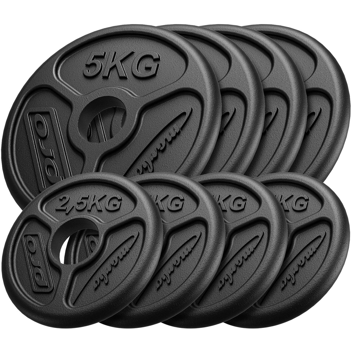 Olympia Guss Hantelscheiben-Set Gewichte mit ø50/51 mm Bohrung | Set 30 kg / 4 x 5 kg + 4 x 2,5 kg - Marbo Sport – Ansicht 1