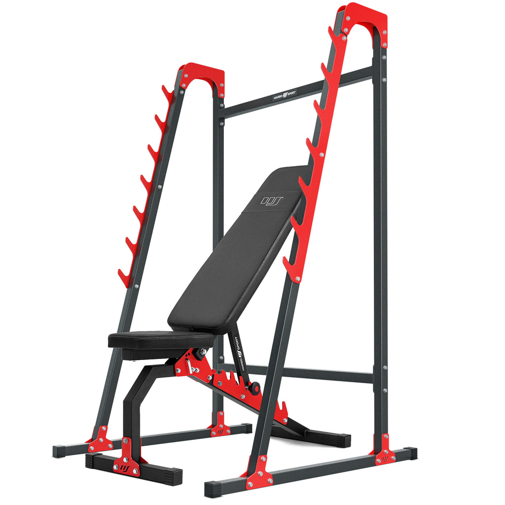 Set MH8 | beidseitig verstellbare Hantelbank + Langhantelständer - Marbo Sport – Ansicht 1