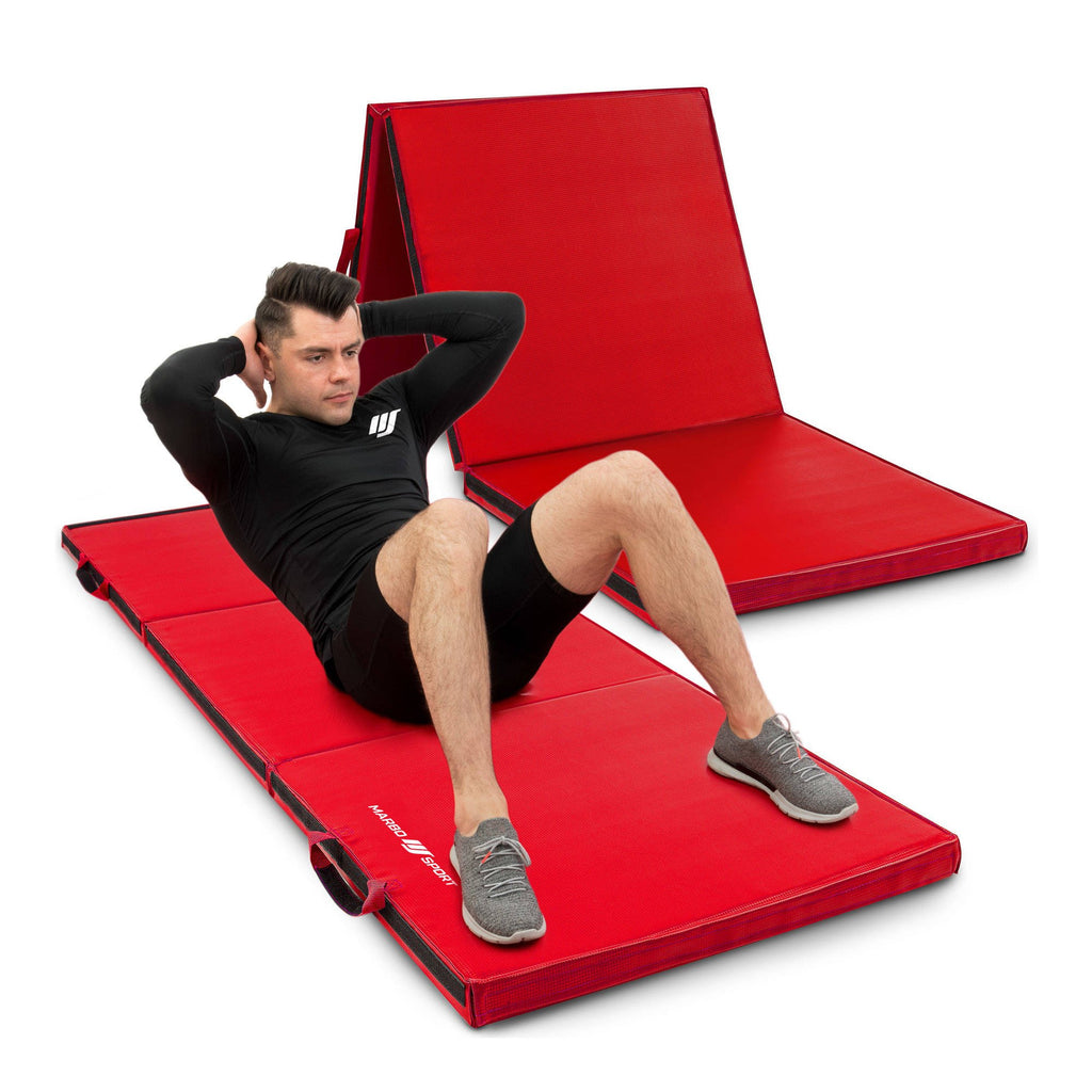 Klappbare Gymnastikmatte mit Klettverschluss 180x60x5cm Rot - Marbo Sport – Ansicht 1