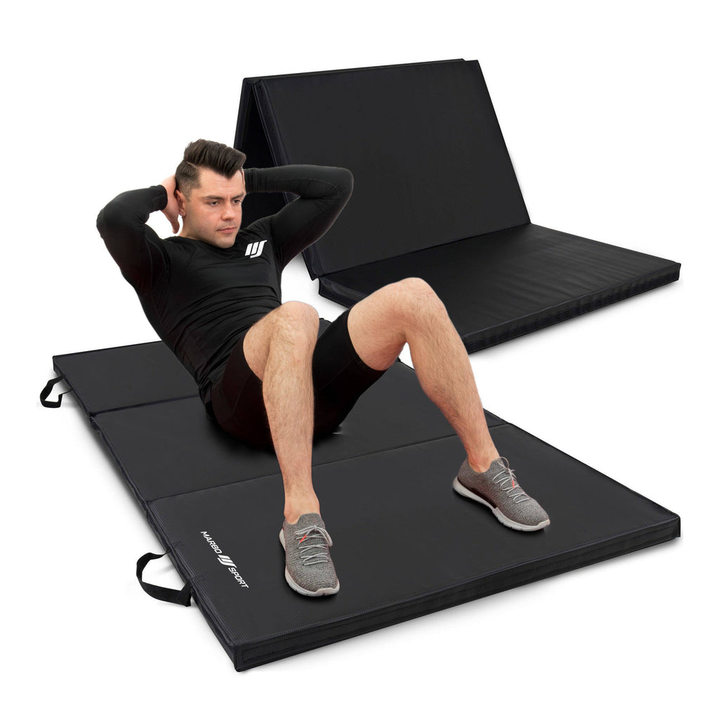 Klappbare Gymnastikmatte mit Klettverschluss 180x90x5cm Schwarz - Marbo Sport – Ansicht 1