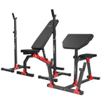 Set MH9 | beidseitig verstellbare Hantelbank MH-L114 + Scott-Bank (Curl Pult) MH-L105 + höhenverstellbarer Hantelständer MH-S001 x2 - Marbo Sport – Ansicht 1