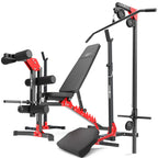 Set MH25 | Hantelbank MH-L115 + 2 x Hantelständer MH-S201 + Beintrainer MH-A102 + Latzugstation MH-W104 + Curl Pult MH-A101 - Marbo Sport – Ansicht 1