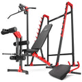 Set MH26 | Hantelbank MH-L115 + Langhantelständer MH-S204 + Beintrainer MH-A102 + Latzugstation MH-W104 + Curl Pult MH-A101 - Marbo Sport – Ansicht 1
