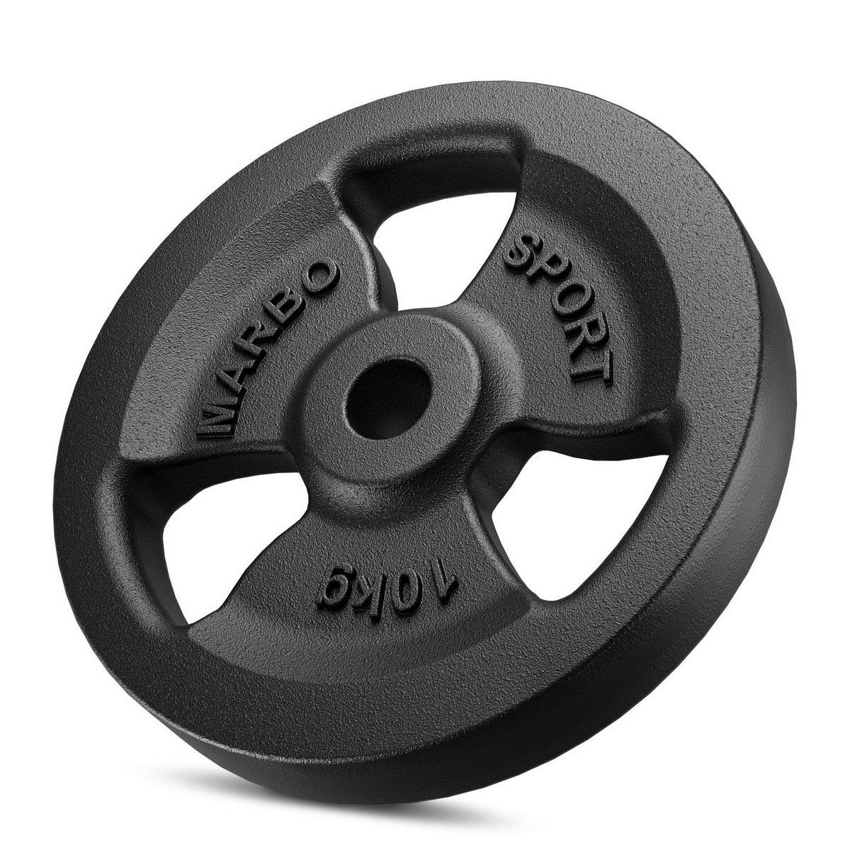 Tri-Grip Guss Hantelscheiben-Set Gewichte mit ø30/31 mm Bohrung | Set 29 kg / 4 x 5 kg + 2 x 2,5 kg + 4 x 1 kg - Marbo Sport – Ansicht 3