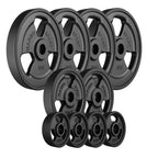Tri-Grip gummierte Guss Hantelscheiben-Set Gewichte mit ø30/31 mm Bohrung | Set 29 kg / 4 x 5 kg + 2 x 2,5 kg + 4 x 1 kg - Marbo Sport – Ansicht 1