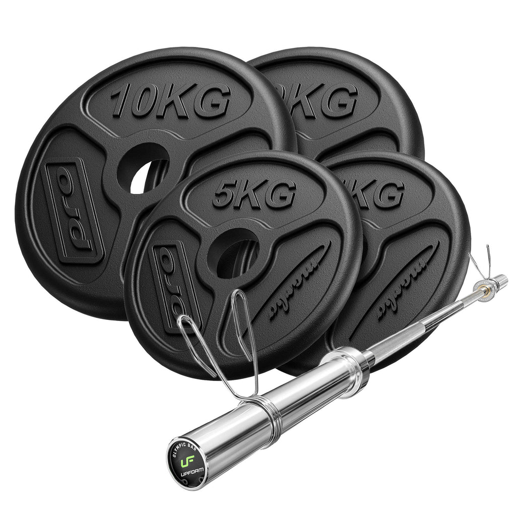 Set 45 kg zu Olympia Grif 180cm + Olympische Gewichtsscheibe 2x10kg, 2x5kg - Marbo Sport – Ansicht 1