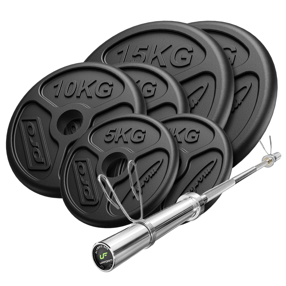 75 kg zu 180 cm holländische Griffe + Olympische Gewichtsscheibee 2x15 kg, 2x10kg, 2x5kg - Marbo Sport – Ansicht 1