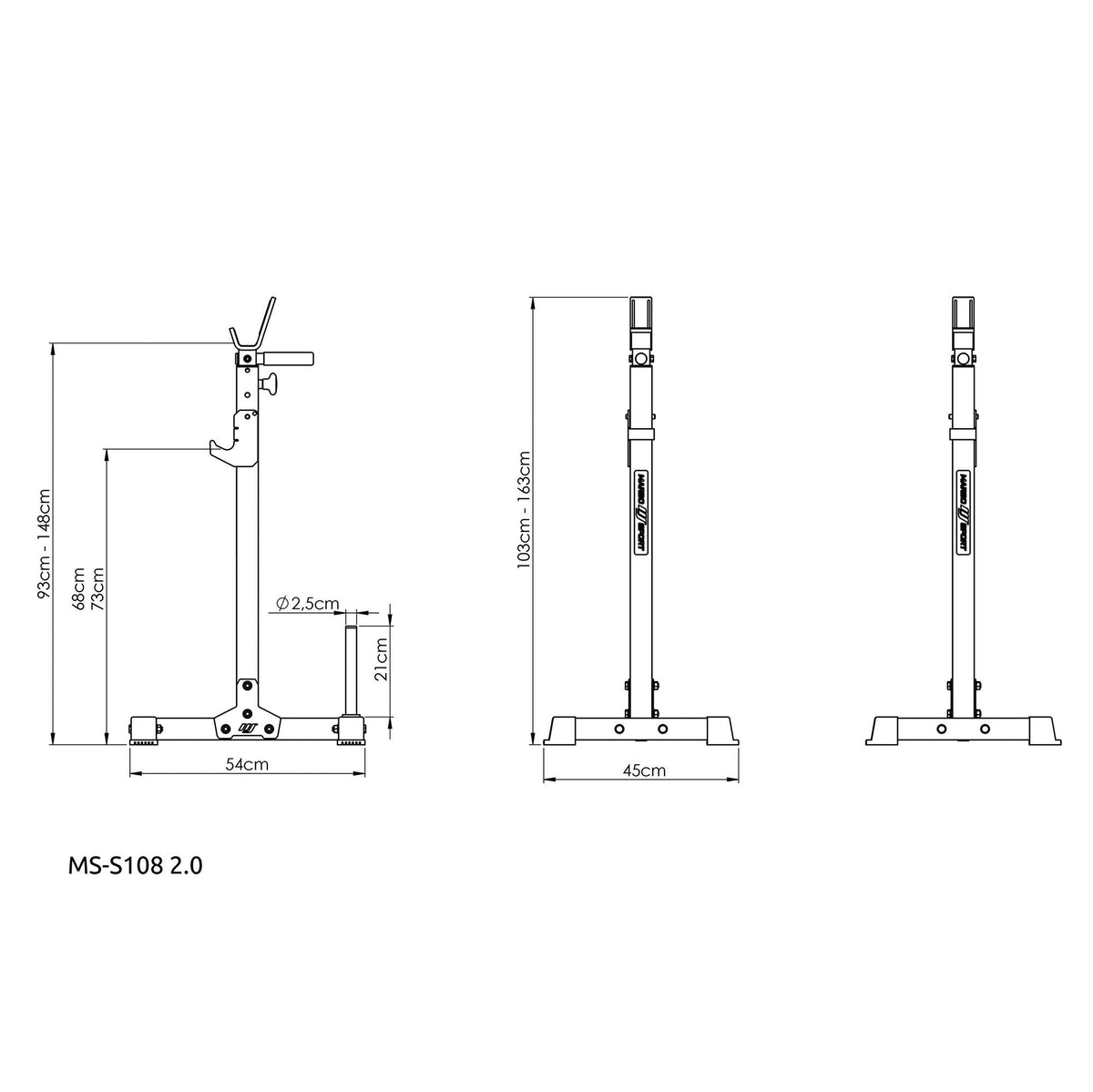 Mehrstufige Ständer (2 Stück) unter der Hantelstange mit MS-S108 2.0 - Marbo Sport – Ansicht 8