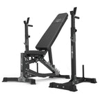 Set MS30_2.0 | Beidseitig verstellbare Trainingsbank + mehrstufige Hantelablagen (2 Stück) mit Sicherung – Marbo Sport – Ansicht 1