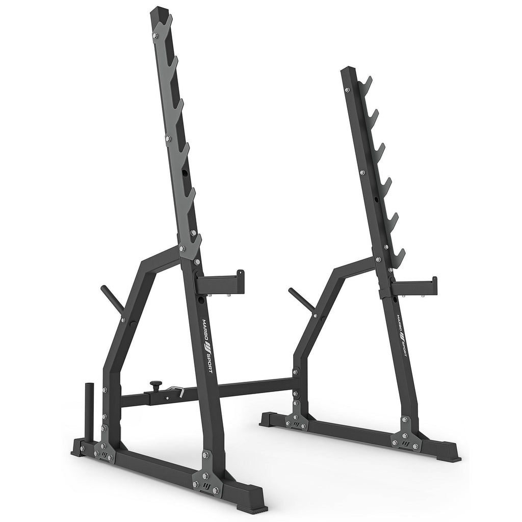 Set MS36_2.0 | Beidseitig verstellbare Trainingsbank + Hantelständer mit Sicherung und Breitenverstellung + Scott-Curl-Aufsatz + Beinpresse – Marbo Sport – Ansicht 3