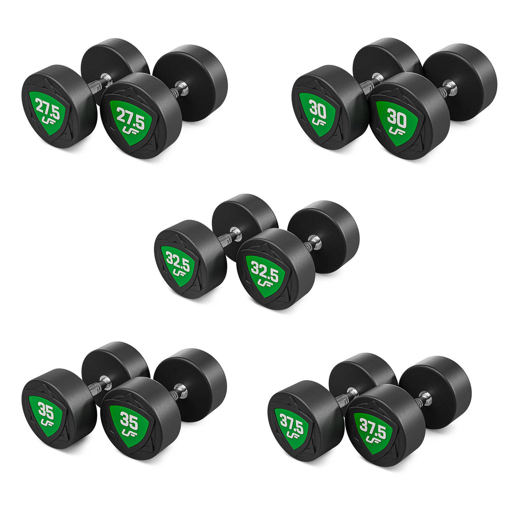 Polyurethan-Kurzhantelset 27,5–37,5 kg (2,5-kg-Abstufung), Gesamtgewicht 325 kg – UpForm – Ansicht 2
