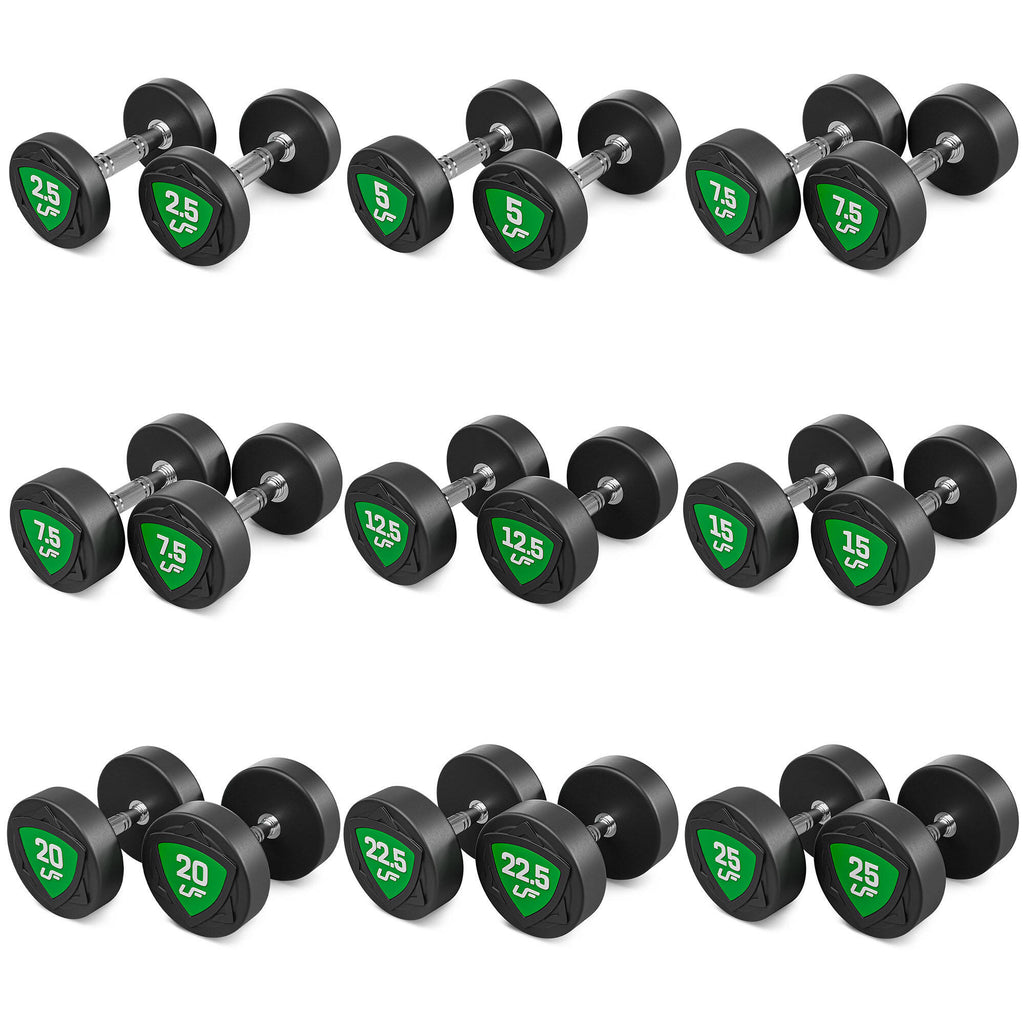 Polyurethan-Kurzhantelset 2,5–25 kg (2,5-kg-Abstufung), Gesamtgewicht 275 kg – UpForm – Ansicht 2