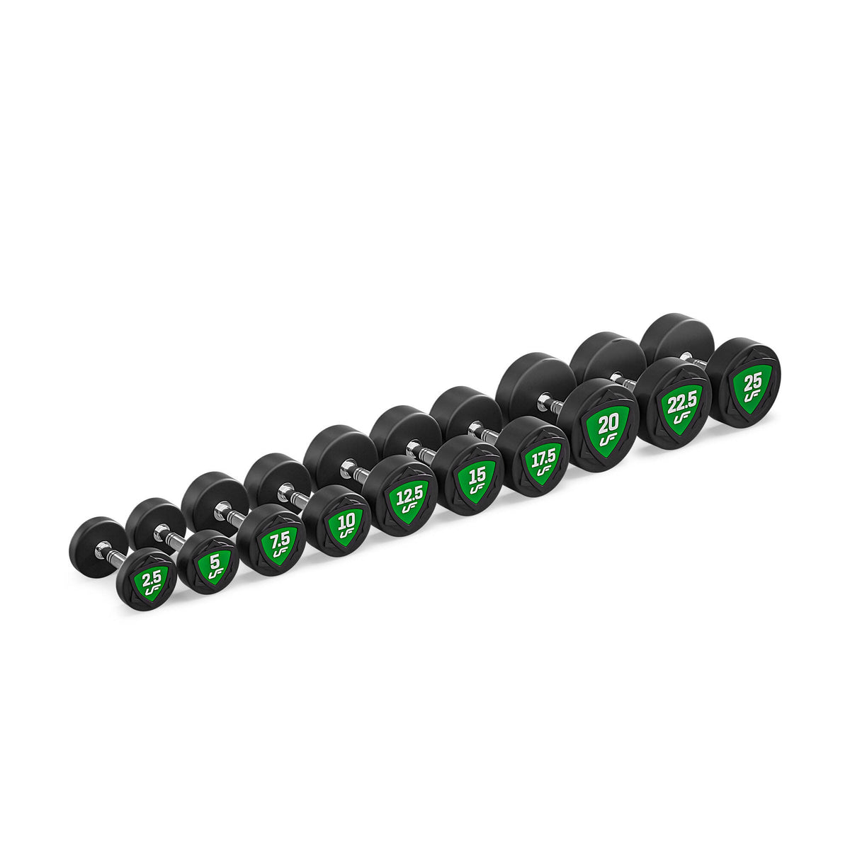 Polyurethan-Kurzhantelset 2,5–25 kg (2,5-kg-Abstufung), Gesamtgewicht 275 kg – UpForm – Ansicht 3