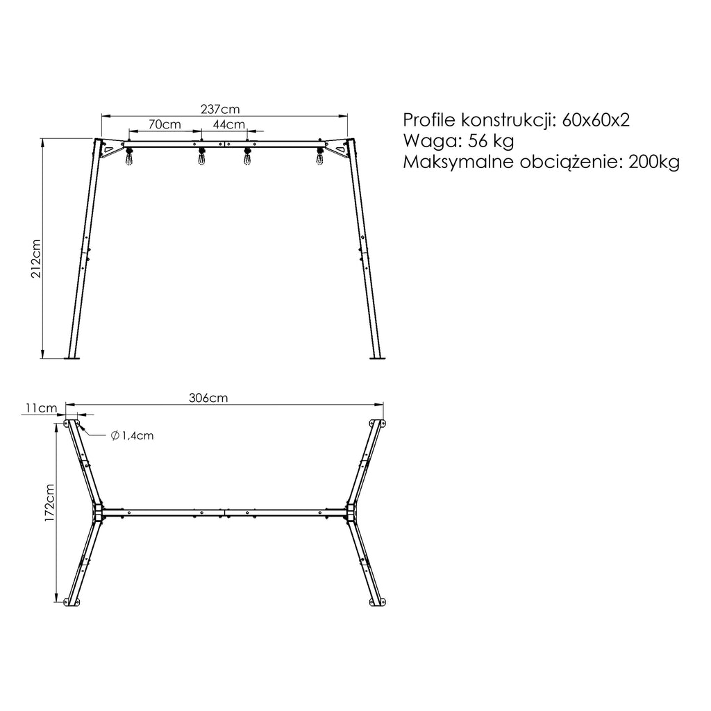Doppelschaukel auf Lagern (2 Stationen) PREMIUM MO-013 – Marbo Sport – Ansicht 14
