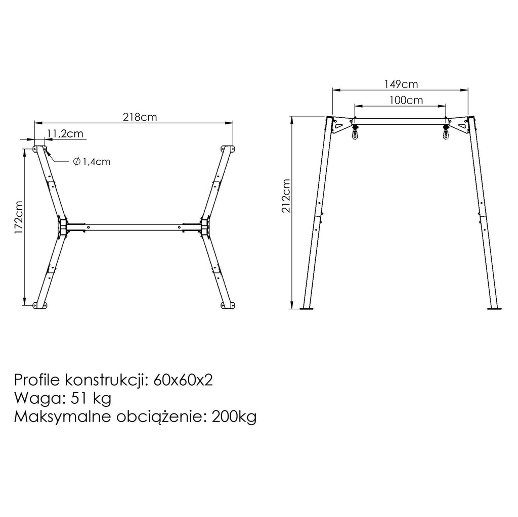 1-Stockschaukel auf Lager (Station) breites PREMIUM MO-015 - Marbo Sport – Ansicht 10