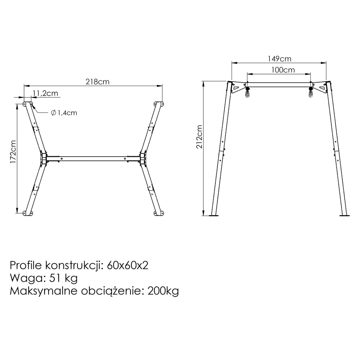 1-Stockschaukel auf Lager (Station) breites PREMIUM MO-015 - Marbo Sport – Ansicht 10