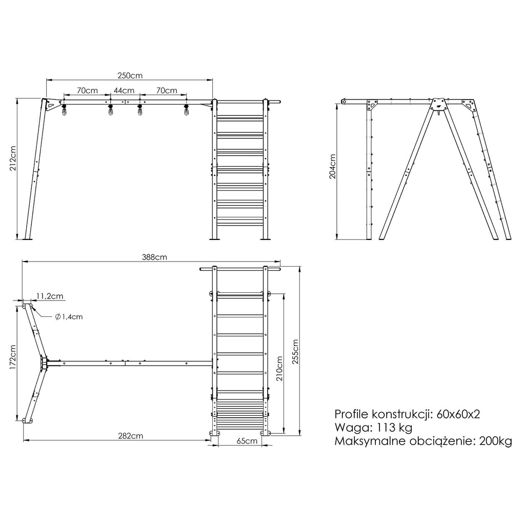 Leiter PREMIUM - MO-016 + Schaukel 2-Station PREMIUM für Leiter - MO-018 - Marbo Sport – Ansicht 9