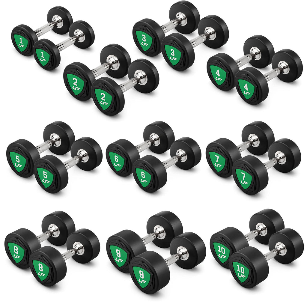 Polyurethan-Kurzhantelset 1–10 kg (1-kg-Abstufung), Gesamtgewicht 110 kg – UpForm – Ansicht 2