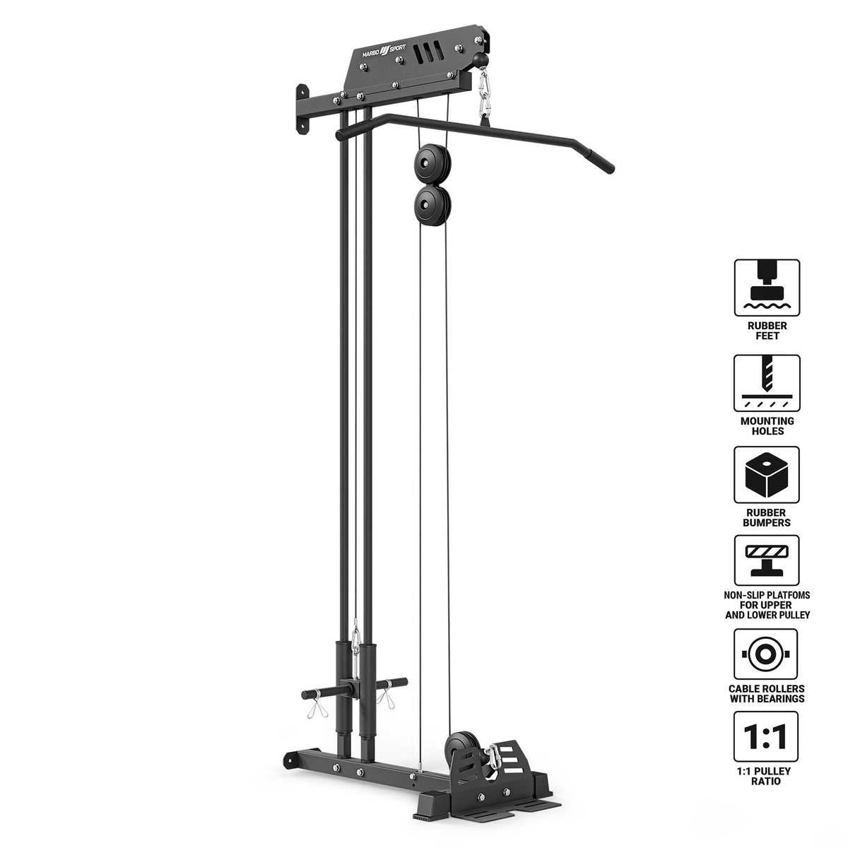 Wandmontierter Latzug mit zwei Führungsschienen MS-W103 2.0 – Marbo Sport – Ansicht 2