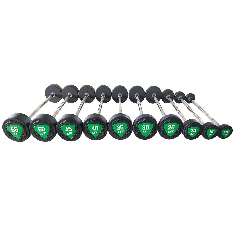 Set gerader Polyurethan-Fixhanteln 10–55 kg (5-kg-Abstufung), Gesamtgewicht 325 kg – UpForm – Ansicht 1