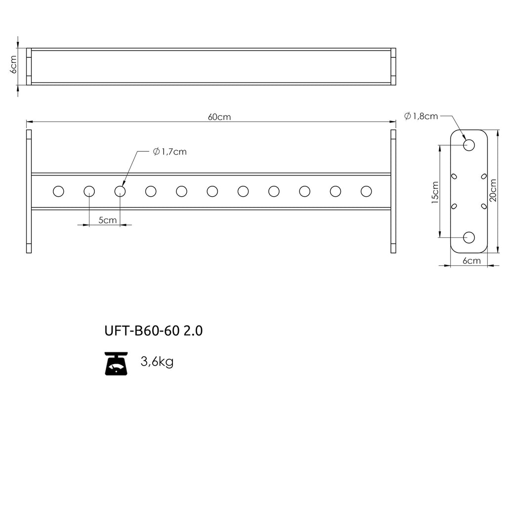 60 cm-Schaltbalken für RIG COMPACT 60x60 - UpForm – Ansicht 4
